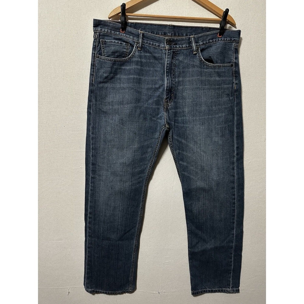 Levis Mens 505 Regular Fit Jeans 40x32 Blue Dark Wash‎ Straight Leg Denim